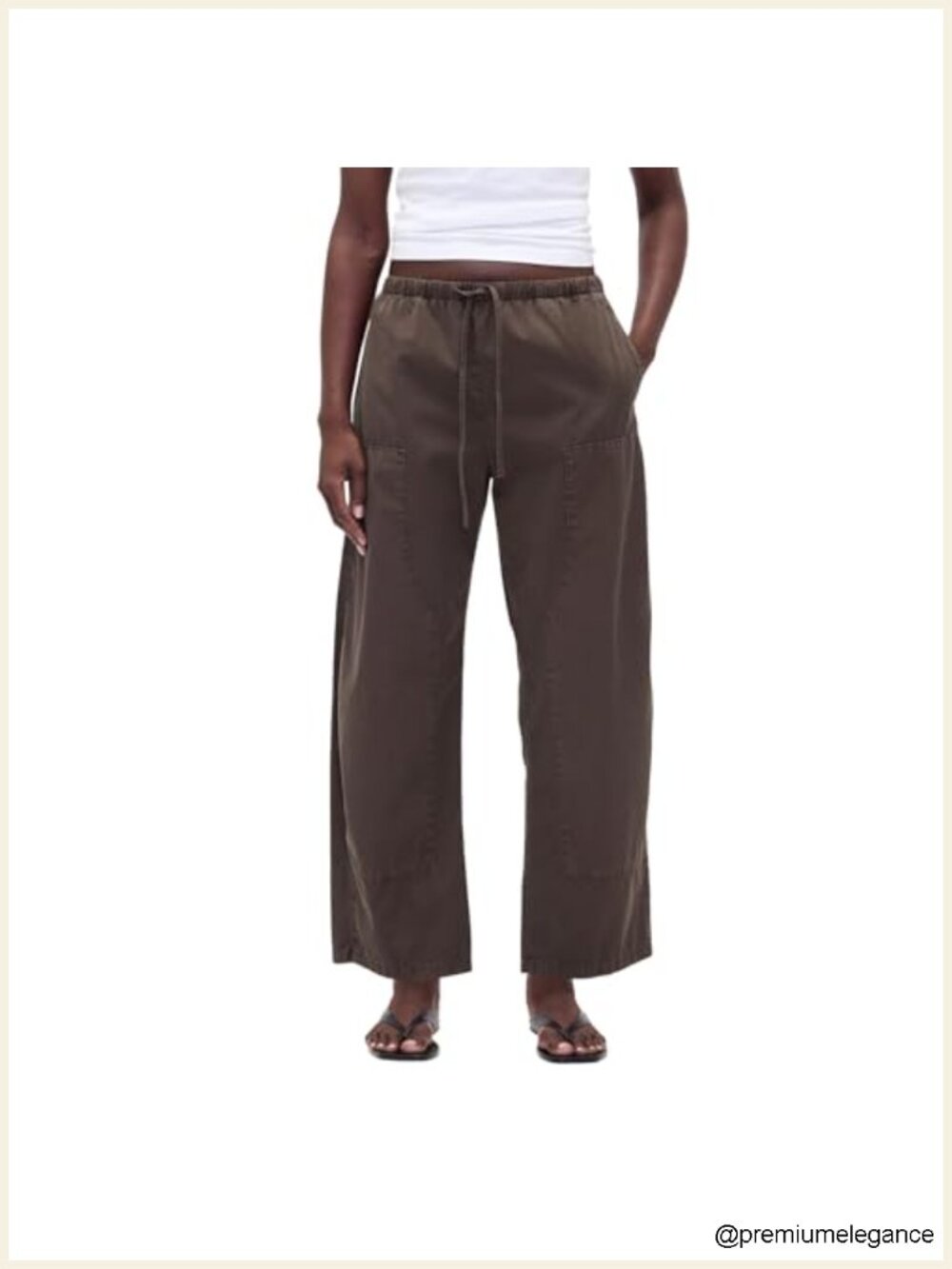 Women's Cotton Double Knee Baggy Wide Leg Drawstring Hiking Pants